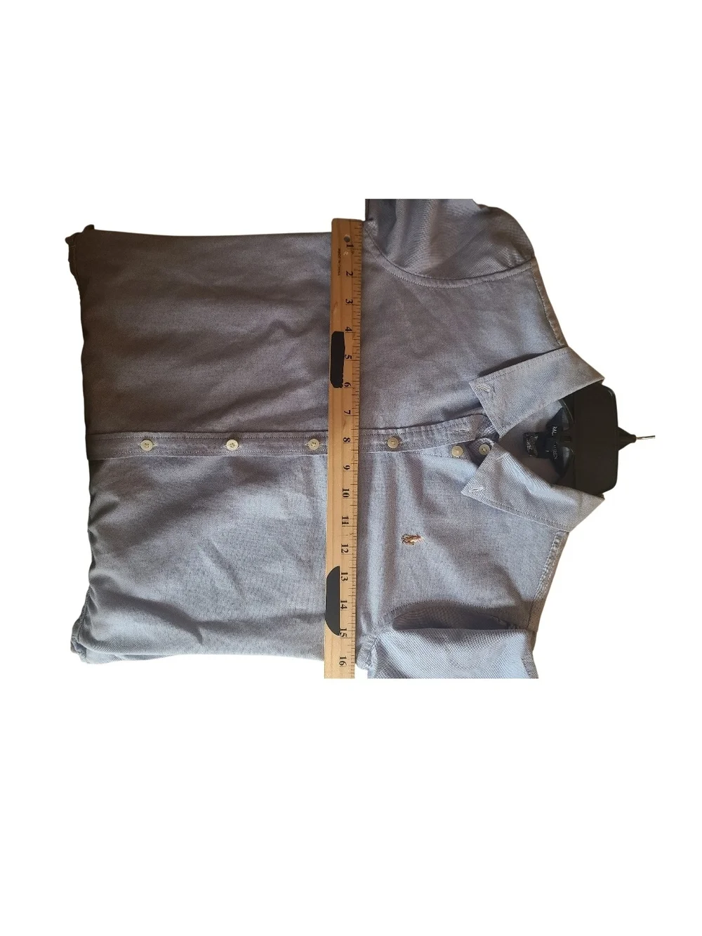 Ralph Lauren Girls Size 14 Blue Oxford Drop Waist Shirt Dress Roll Tab Sleeve